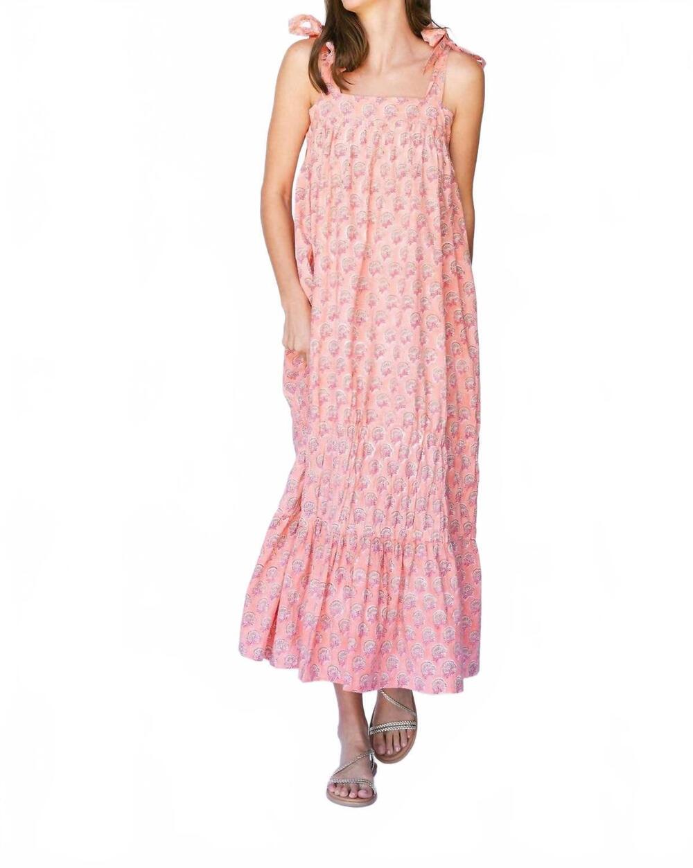 NEW SUNSHINE TIENDA flower maxi dress in coral